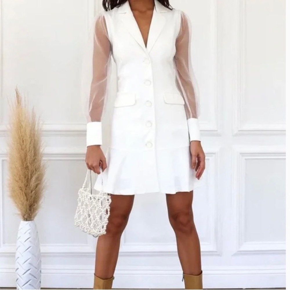 Adelyn Rae white organza sleeve dress